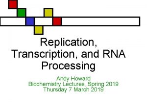 Replication Transcription and RNA Processing Andy Howard Biochemistry