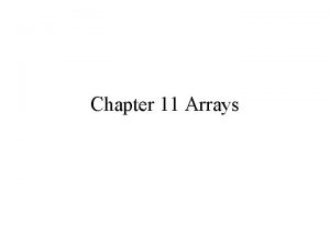 Chapter 11 Arrays Introduction Array An ordered collection