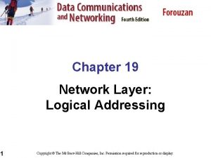 Chapter 19 Network Layer Logical Addressing 1 Copyright