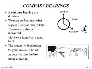 COMPASS BEARINGS A compass bearing is a direction