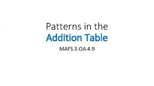 Patterns in addition table