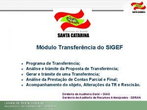 Mdulo Transferncia do SIGEF Programa de Transferncia Anlise