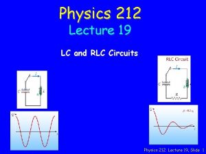 Physics 212 Lecture 19 LC and RLC Circuits