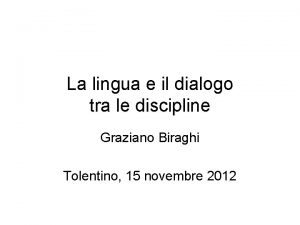 La lingua e il dialogo tra le discipline