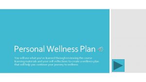 Personal wellness plan