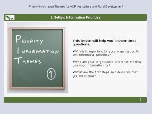 Priority Information Themes for ACP Agriculture and Rural