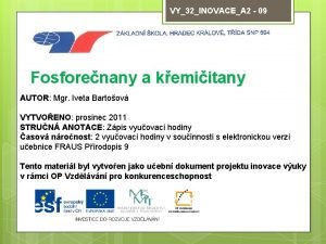 VY32INOVACEA 2 09 Fosforenany a kemiitany AUTOR Mgr