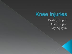 Knee Injuries Destiny Lopez Dulce Lopez My Nguyen