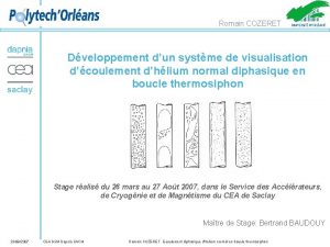 Romain COZERET Dveloppement dun systme de visualisation dcoulement