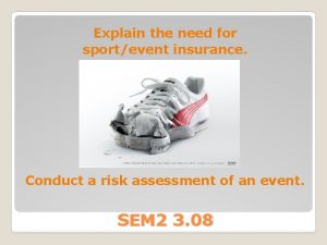 Explain the need for sportevent insurance Conduct a