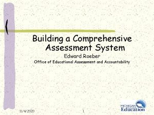 Building a Comprehensive Assessment System Edward Roeber Office