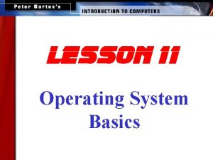 lesson 11 Operating System Basics This lesson includes