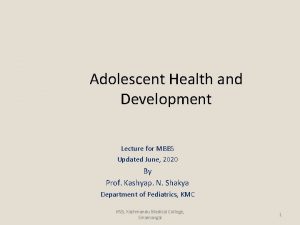 Adolescent Health and Development Lecture for MBBS Updated