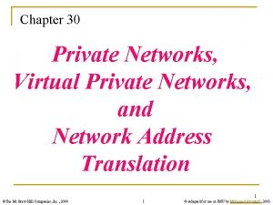 Chapter 30 Private Networks Virtual Private Networks and