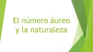 El nmero ureo y la naturaleza 1 NDICE