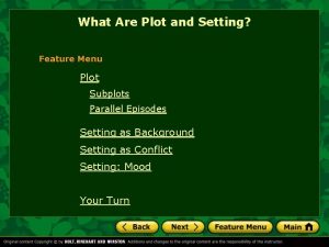 Plot menu Plot menu