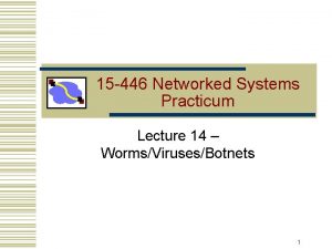 15 446 Networked Systems Practicum Lecture 14 WormsVirusesBotnets