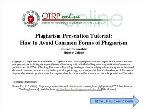 Plagiarism Prevention Tutorial How to Avoid Common Forms