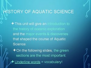 History of aquatic science