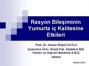 Rasyon Bileiminin Yumurta i Kalitesine Etkileri Prof Dr