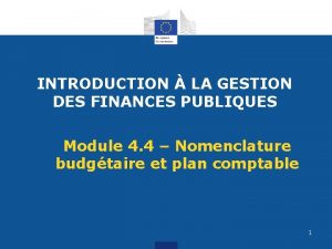 INTRODUCTION LA GESTION DES FINANCES PUBLIQUES Module 4