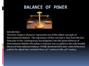 Balance of power in international relations