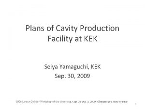 Plans of Cavity Production Facility at KEK Seiya