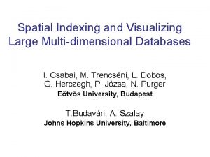 Spatial Indexing and Visualizing Large Multidimensional Databases I