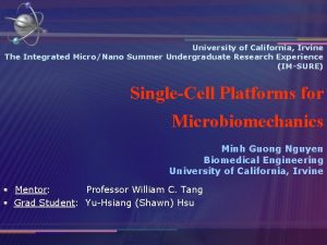 University of California Irvine The Integrated MicroNano Summer
