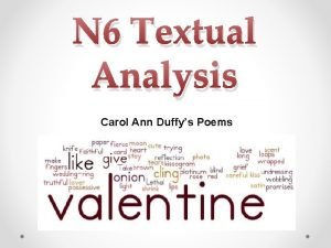 N 6 Textual Analysis Carol Ann Duffys Poems