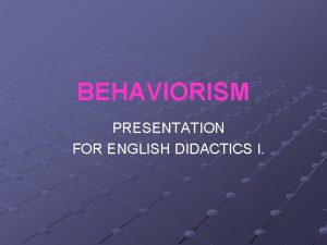 Behaviorism in didactics