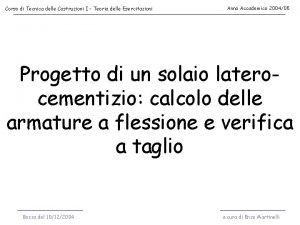 Corso di Tecnica delle Costruzioni I Teoria delle