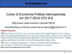 Introduzione Corso di Economia Politica Internazionale AA 2017