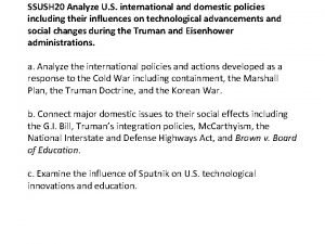 SSUSH 20 Analyze U S international and domestic