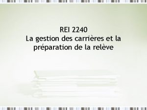 REI 2240 La gestion des carrires et la