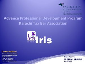 CHARTERED ACCOUNTANTS Advance Professional Development Program Karachi Tax