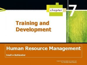 Training and Development Human Resource Management Managing Human