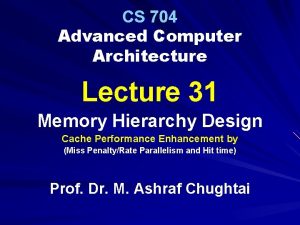 CS 704 Advanced Computer Architecture Lecture 31 Memory