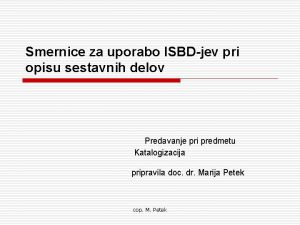 Smernice za uporabo ISBDjev pri opisu sestavnih delov