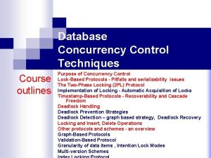 Database Concurrency Control Techniques Course outlines Purpose of