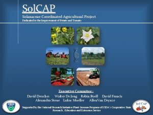 Sol CAP Solanaceae Coordinated Agricultural Project Dedicated to