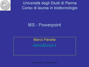 Universit degli Studi di Parma Corso di laurea