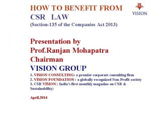 Ranjan mohapatra csr vision