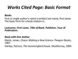 Basic format for books