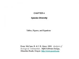 CHAPTER 4 Species Diversity Tables Figures and Equations