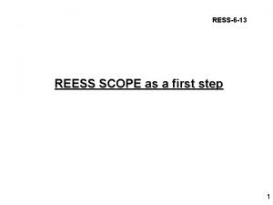 RESS6 13 REESS SCOPE as a first step