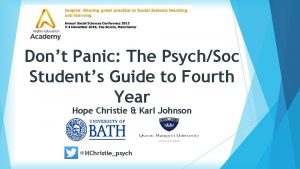 Dont Panic The PsychSoc Students Guide to Fourth