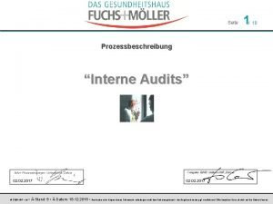 Seite 1 10 Prozessbeschreibung Interne Audits Autor Prozessmanager