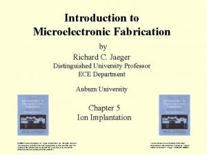 Introduction to Microelectronic Fabrication by Richard C Jaeger