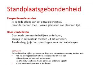 Standplaatsgebondenheid